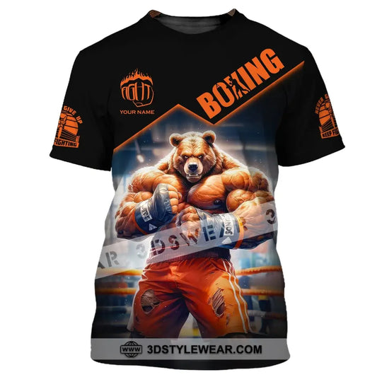 Man Shirt, Boxing Shirt, Custom Name T-Shirt, Boxing Bear, Gift for Boxing Lover style option 2