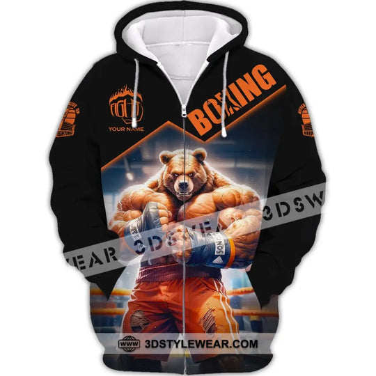 Man Shirt, Boxing Shirt, Custom Name T-Shirt, Boxing Bear, Gift for Boxing Lover style option 3