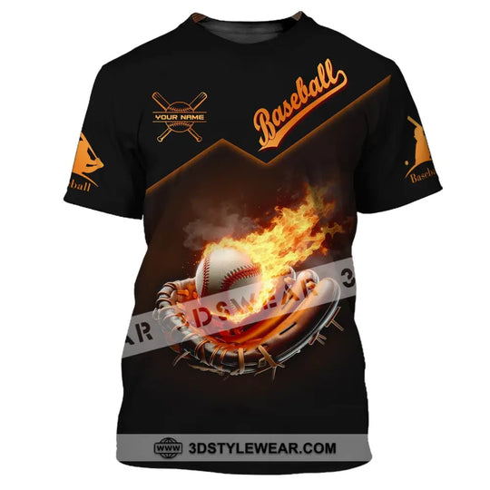 Man Shirt, Custom Name Baseball T-Shirt, Baseball Fire, Gift for Baseball Player style option 2