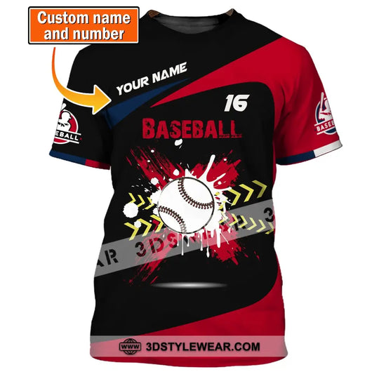 Man Shirt, Custom Name Baseball T-Shirt, Gift for Baseball Player style option 1