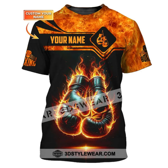 Man Shirt, Custom Name Boxing Shirt, Boxing Fire, Boxing  Polo Long Sleeve, Gift for Boxing Lover style option 1