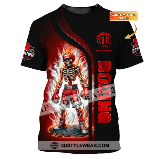 Man Shirt, Custom Name Boxing Shirt, Boxing Fire, Boxing Polo Long Sleeve, Gift for Boxing Lover style option 1