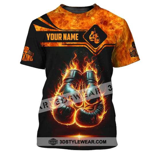 Man Shirt, Custom Name Boxing Shirt, Boxing Fire, Boxing  Polo Long Sleeve, Gift for Boxing Lover style option 2