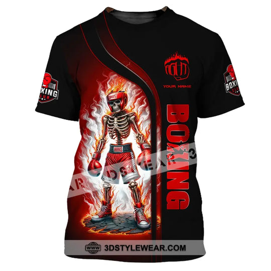 Man Shirt, Custom Name Boxing Shirt, Boxing Fire, Boxing Polo Long Sleeve, Gift for Boxing Lover style option 2