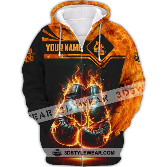 Man Shirt, Custom Name Boxing Shirt, Boxing Fire, Boxing  Polo Long Sleeve, Gift for Boxing Lover style option 3