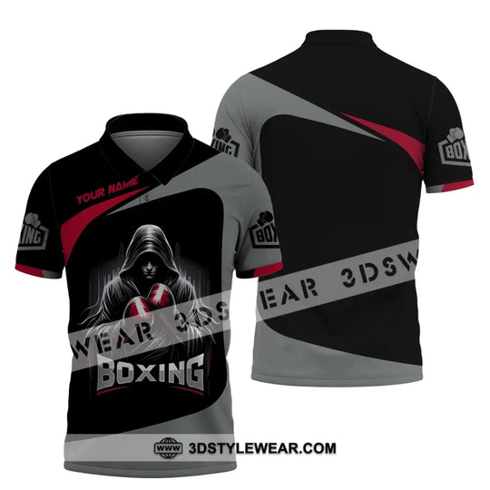 Man Shirt, Custom Name Boxing Shirt, Boxing Polo Hoodie Shirt, Gift for Boxing Lover style option 4