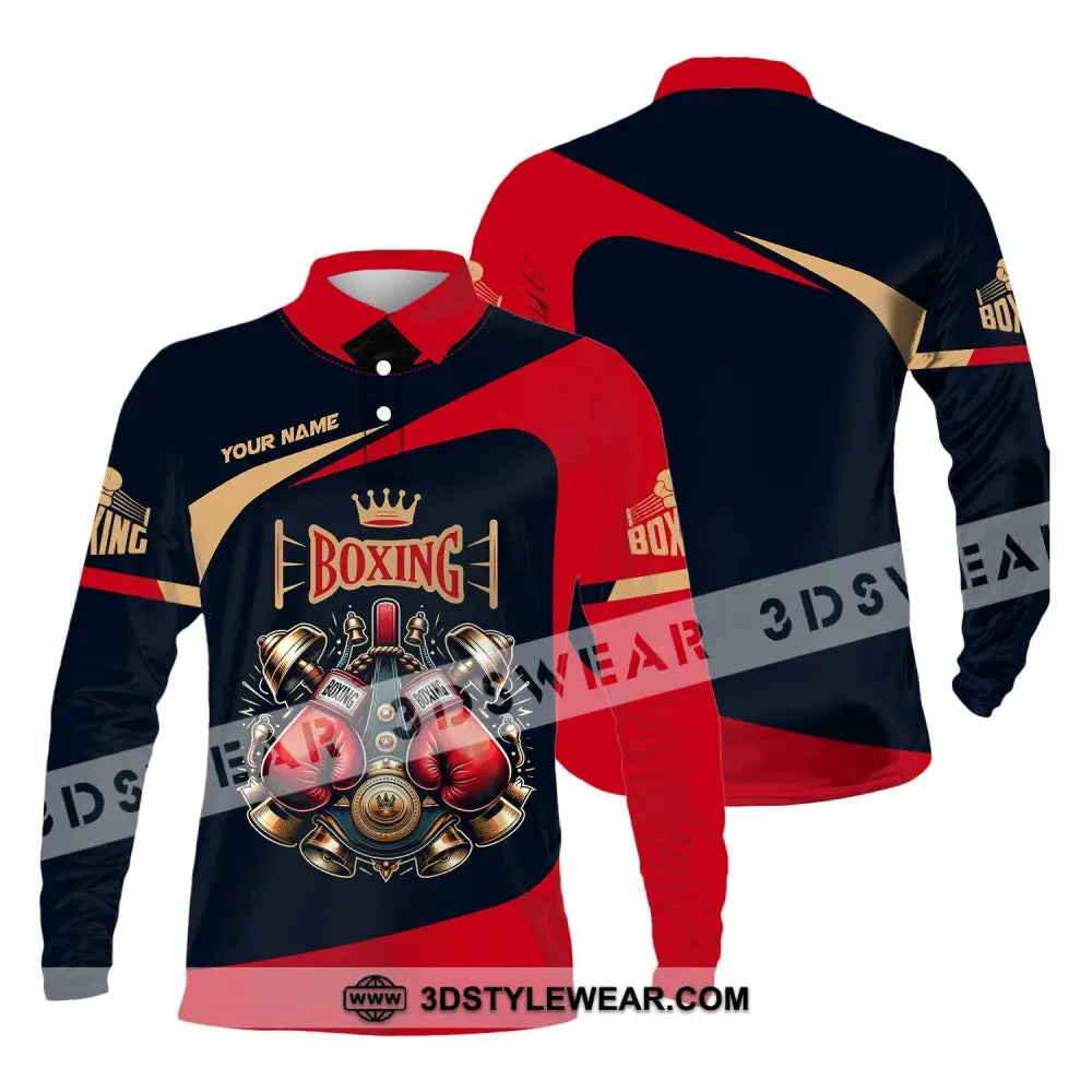 Man Shirt Custom Name Boxing Polo Long Sleeve Gift For Lover / S T-Shirt