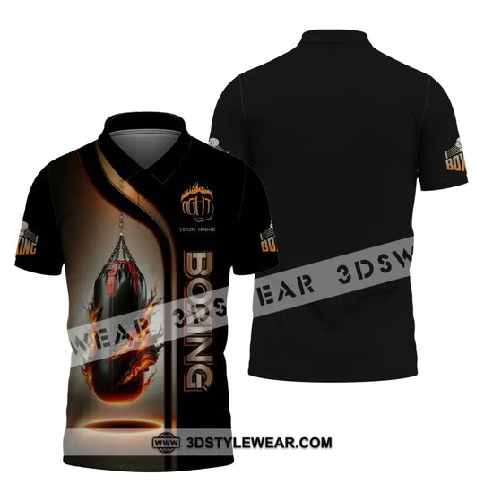Man Shirt, Custom Name Boxing Shirt, Boxing  Polo Long Sleeve, Gift for Boxing Lover style option 4