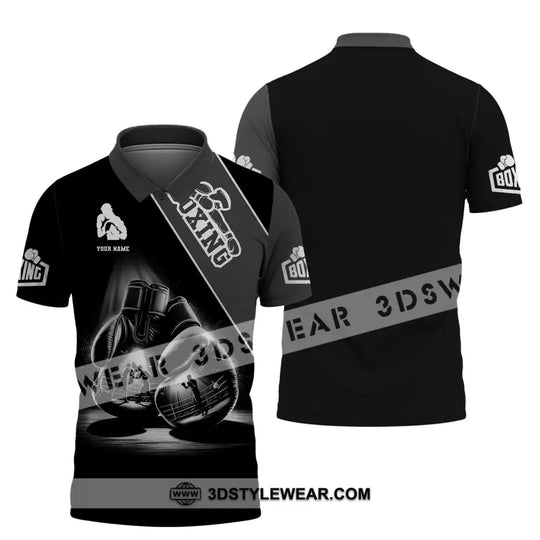 Man Shirt, Custom Name Boxing Shirt, Boxing  Polo Long Sleeve, Gift for Boxing Lover style option 3