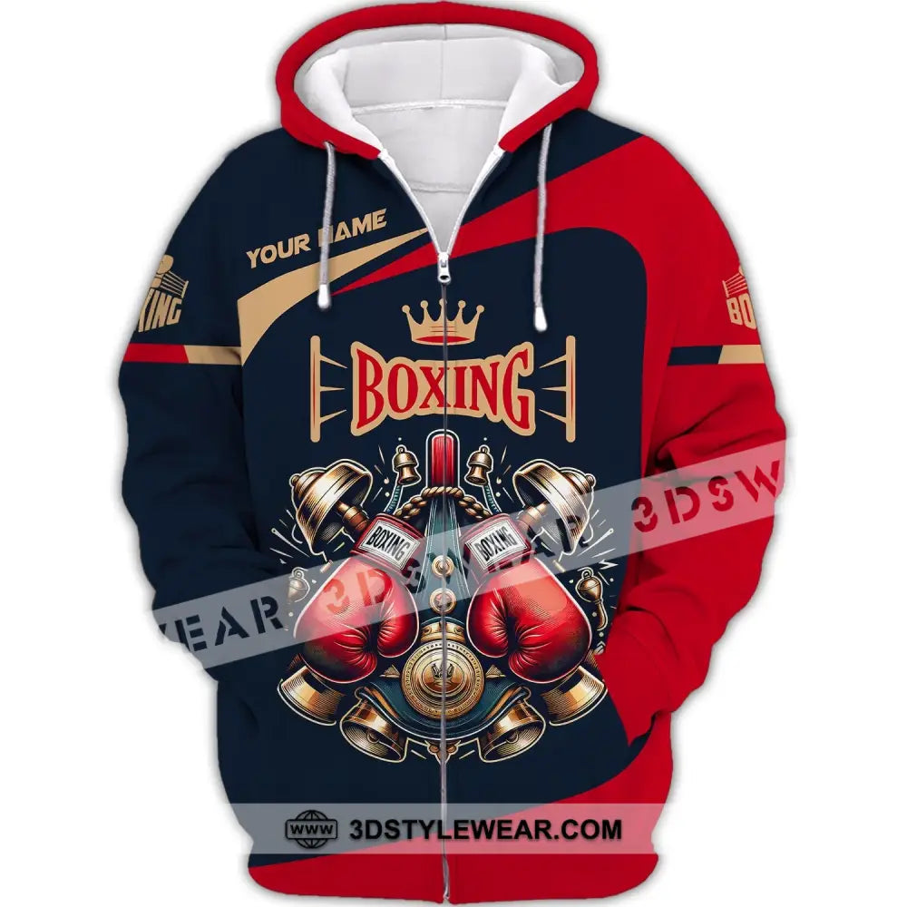 Man Shirt Custom Name Boxing Polo Long Sleeve Gift For Lover Zipper Hoodie / S T-Shirt