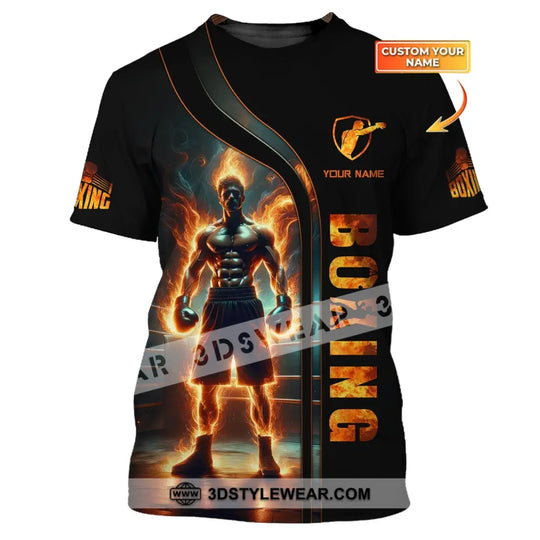 Man Shirt, Custom Name Boxing T-Shirt, Gift for Boxing Lover, Boxing Hoodie Polo Shirt style option 1