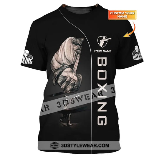 Man Shirt, Custom Name Boxing T-Shirt, Gift for Boxing Lover, Boxing Hoodie Polo Shirt style option 1