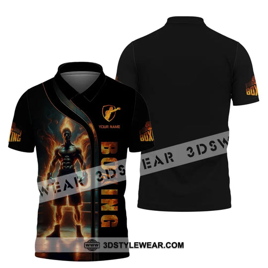 Man Shirt, Custom Name Boxing T-Shirt, Gift for Boxing Lover, Boxing Hoodie Polo Shirt style option 4