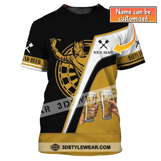 Man Shirt, Custom Name Dart and Beer Shirt, Darts T-Shirt, Gift for Darts Lover, Darts Gamer T-Shirt style option 1