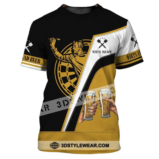 Man Shirt, Custom Name Dart and Beer Shirt, Darts T-Shirt, Gift for Darts Lover, Darts Gamer T-Shirt style option 2