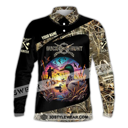 Man Shirt Custom Name Duck Hunter Hunting T-Shirt Hoodie Long Sleeve Polo / S T-Shirt