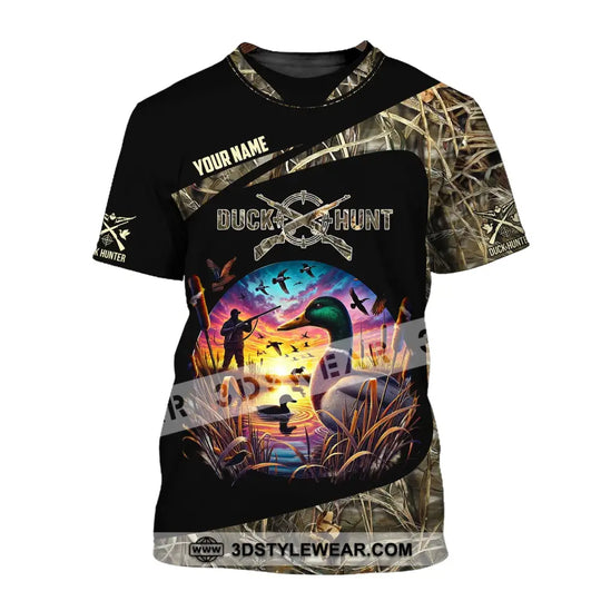 Man Shirt, Custom Name Duck Hunter Shirt, Duck Hunting T-Shirt Hoodie Long Sleeve Shirt style option 2