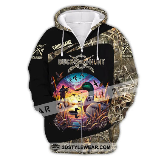 Man Shirt, Custom Name Duck Hunter Shirt, Duck Hunting T-Shirt Hoodie Long Sleeve Shirt style option 3