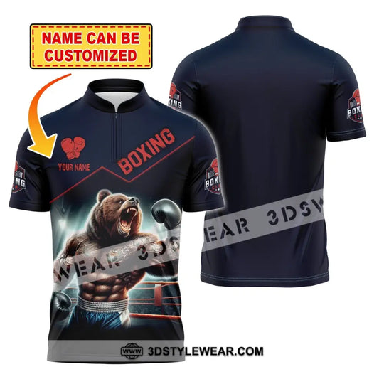 Man Shirt, Custom Name Shirt for Boxing Lover, Boxing Bear Shirt, Boxing Hoodie Shirt Polo Long Sleeve style option 1