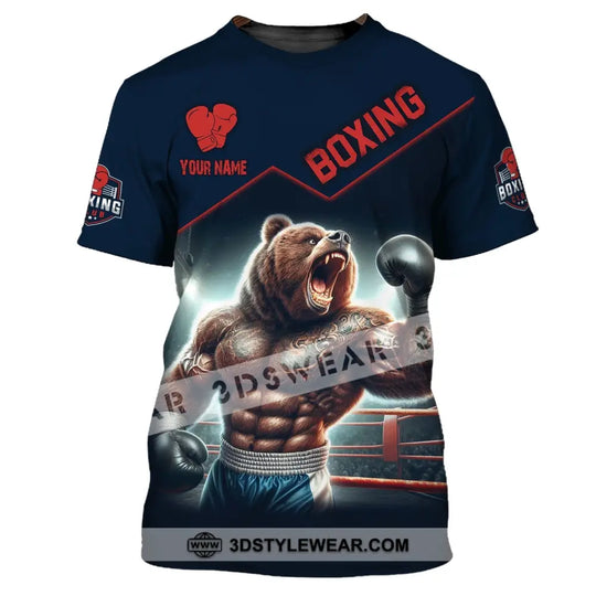 Man Shirt, Custom Name Shirt for Boxing Lover, Boxing Bear Shirt, Boxing Hoodie Shirt Polo Long Sleeve style option 2