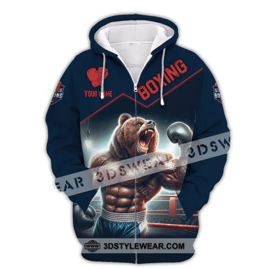 Man Shirt, Custom Name Shirt for Boxing Lover, Boxing Bear Shirt, Boxing Hoodie Shirt Polo Long Sleeve style option 3