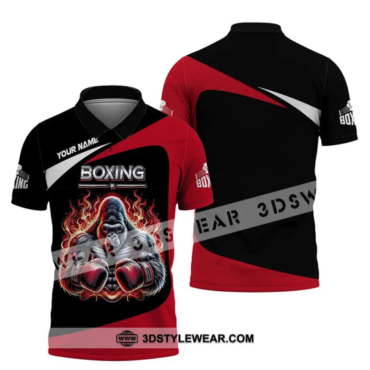 Man Shirt, Custom Name Shirt for Boxing Lover, Boxing Gorilla Shirt, Boxing Hoodie Polo Long Sleeve Shirt style option 4