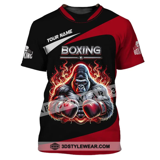 Man Shirt, Custom Name Shirt for Boxing Lover, Boxing Gorilla Shirt, Boxing Hoodie Polo Long Sleeve Shirt style option 2