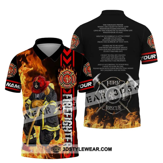 Man Shirt, Custom Name Shirt for Firefighter, Firefighter T-shirt, Firefighter Polo Shirt style option 4