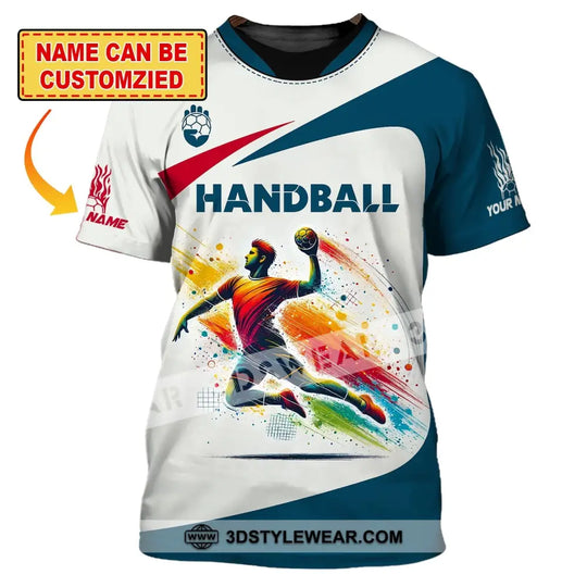 Man Shirt, Custom Name Shirt for Handball Player, Handball Shirt, Handball Hoodie Polo Long Sleeve Shirt style option 1