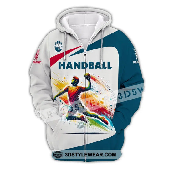 Man Shirt, Custom Name Shirt for Handball Player, Handball Shirt, Handball Hoodie Polo Long Sleeve Shirt style option 3