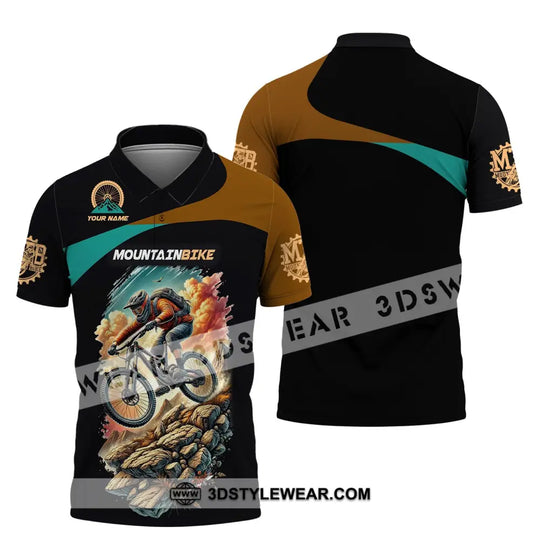 Man Shirt, Custom Name Shirt for Mountain Bike Lover, Mountain Bike Gift, Mountain Bike Polo Long Sleeve Shirt style option 4