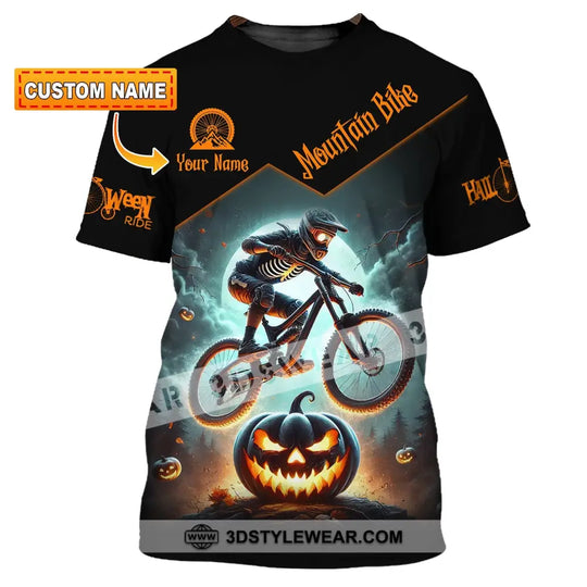 Man Shirt, Custom Name Halloween Mountain Bike Shirt, Mountain Bike Lover T-Shirt style option 1