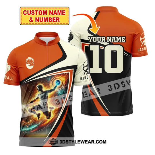 Man Shirt, Custom Name Handball Shirt, Handball Player Shirt, Handball Hoodie Shirt Polo Long Sleeve Shirt style option 3