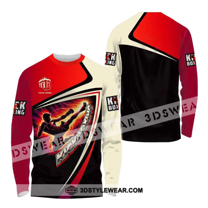 Man Shirt Custom Name Kickboxing Polo Long Sleeve Gift For Lover / S T-Shirt