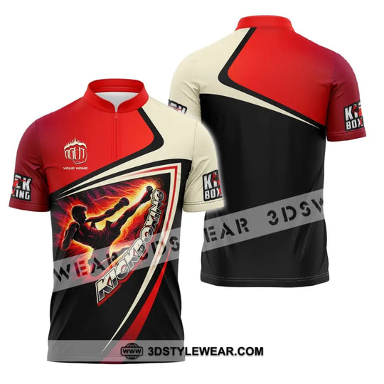 Man Shirt, Custom Name Kickboxing Shirt, Kickboxing Polo Long Sleeve, Gift for Kickboxing Lover style option 4