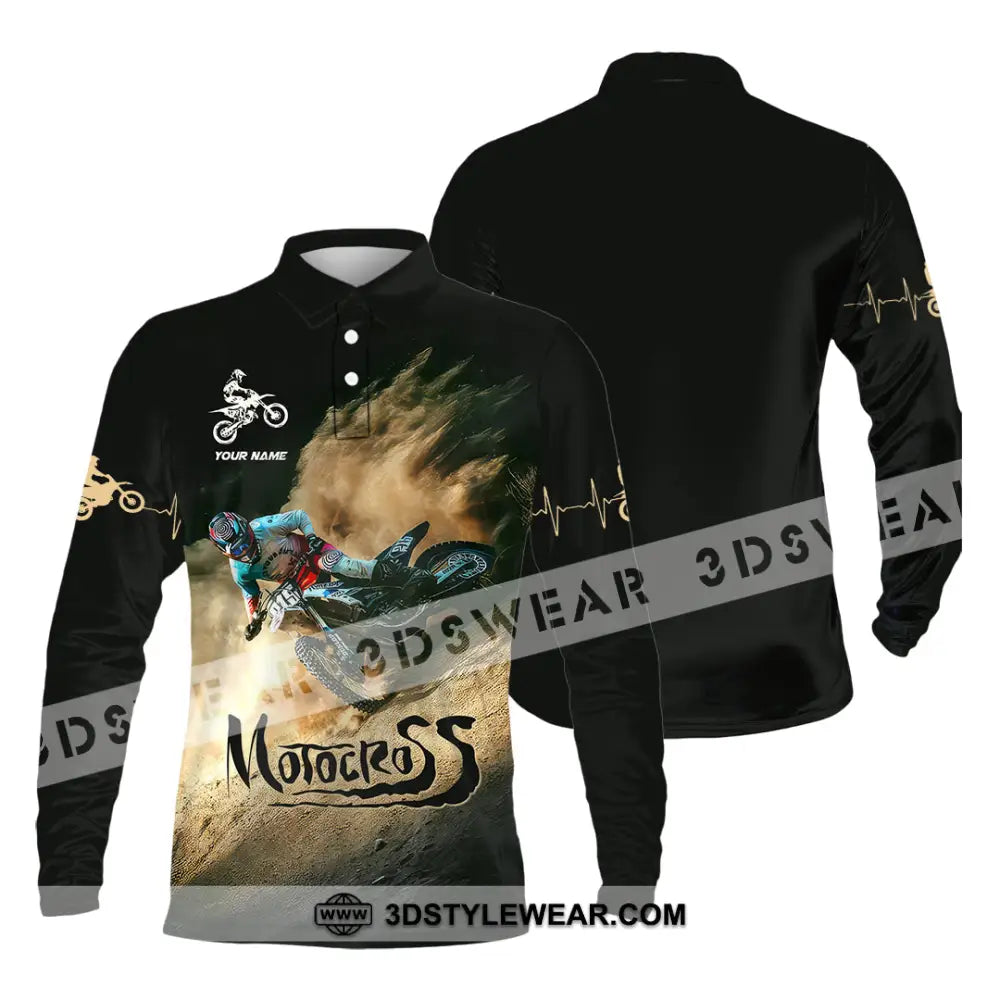 Man Shirt Custom Name Mountain Bike Lover Hoodie Polo Long Sleeve / S T-Shirt