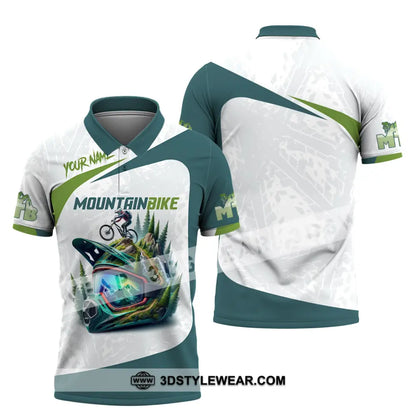 Man Shirt Custom Name Mountain Bike Lover Gift Polo Long Sleeve Hoodie / S T-Shirt