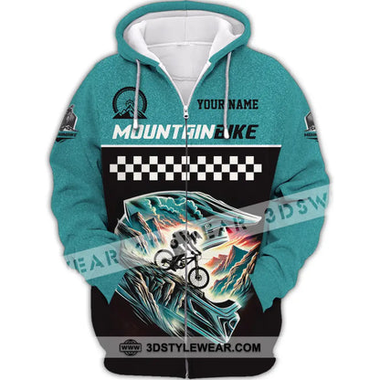 Man Shirt Custom Name Mountain Bike Lover Hoodie Polo Long Sleeve Zipper / S T-Shirt