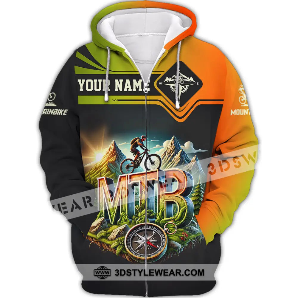 Man Shirt Custom Name Mountain Bike Lover Hoodie Polo Long Sleeve Zipper / S T-Shirt