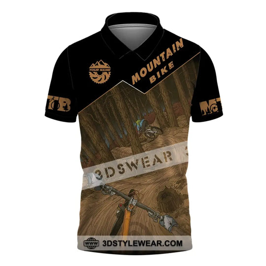 Man Shirt, Custom Name Mountain Bike Shirt, Mountain Bike Polo Long Sleeve, Mountain Bike Gift style option 4