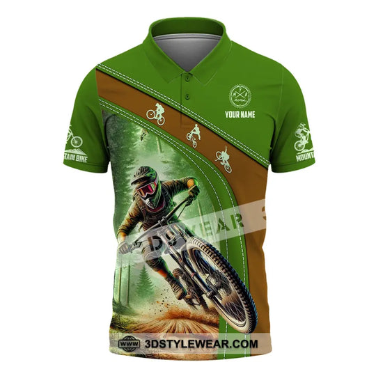 Man Shirt, Custom Name Mountain Bike Shirt, Mountain Bike Polo Long Sleeve, Mountain Bike Gift style option 4