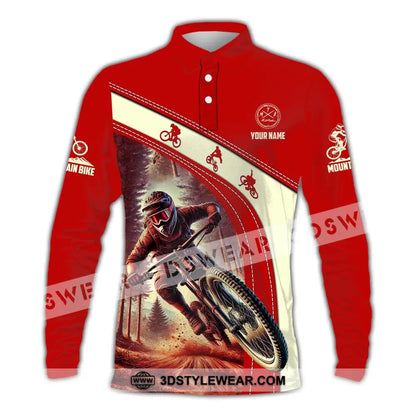 Man Shirt Custom Name Mountain Bike Polo Long Sleeve Gift / S T-Shirt