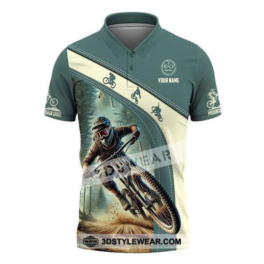 Man Shirt, Custom Name Mountain Bike Shirt, Mountain Bike Polo Long Sleeve, Mountain Bike Gift style option 4