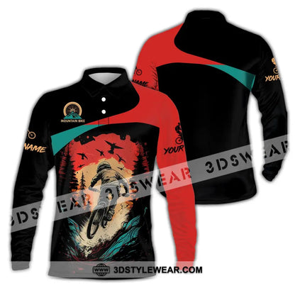 Man Shirt Custom Name Mountain Bike Polo Long Sleeve Gift / S T-Shirt