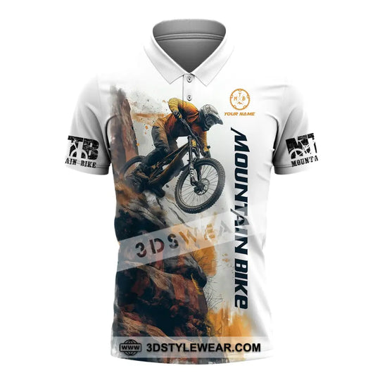 Man Shirt, Custom Name Mountain Bike Shirt, Mountain Bike Polo Long Sleeve, Mountain Bike Gift style option 4