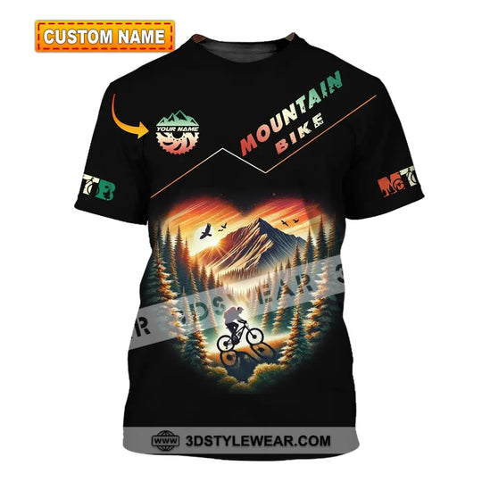 Man Shirt, Custom Name Mountain Bike Shirt, Mountain Bike Polo Long Sleeve, Mountain Bike Gift style option 1