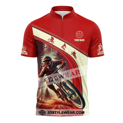 Man Shirt Custom Name Mountain Bike Polo Long Sleeve Gift Zipper / S T-Shirt