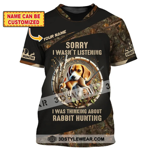 Man Shirt Custom Name Rabbit Hunter Hunting T-Shirt Hoodie Long Sleeve T-Shirt