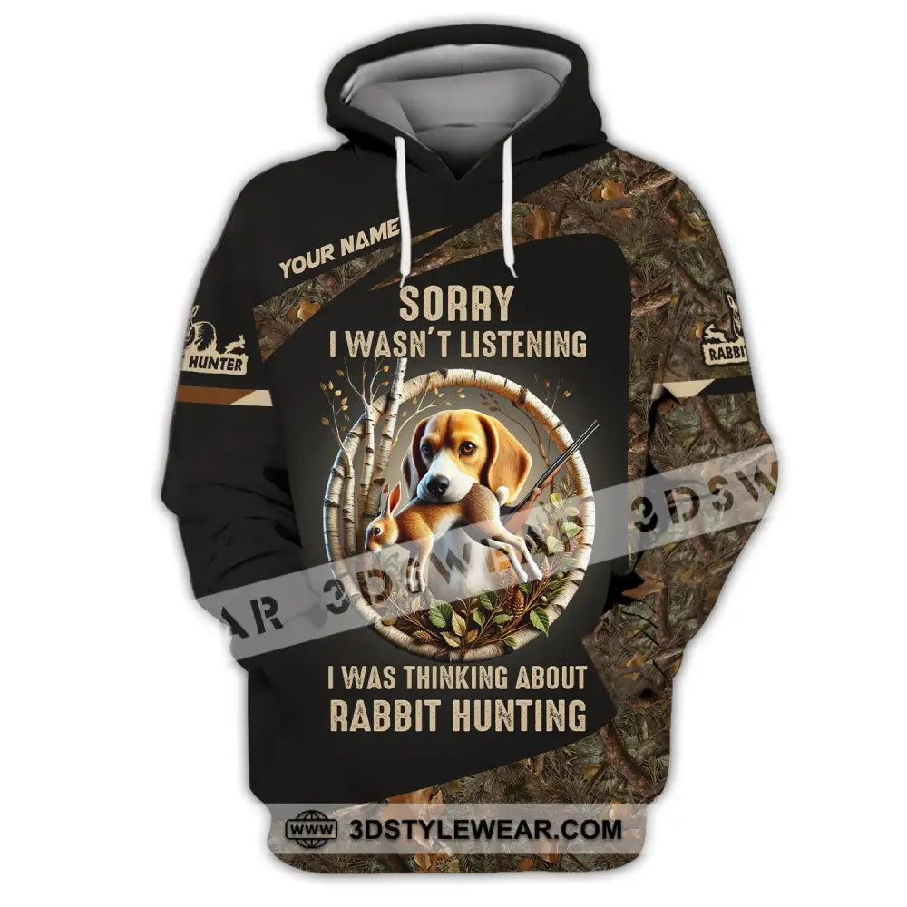 Man Shirt Custom Name Rabbit Hunter Hunting T-Shirt Hoodie Long Sleeve / S T-Shirt