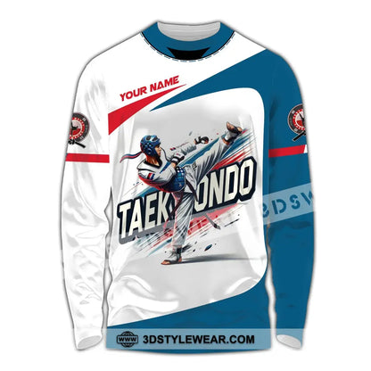 Man Shirt Custom Name Taekwondo Shirt Taekwondo Hoodie Shirt Polo Long Sleeve Gift for Taekwondo Lovers - Long Sleeve